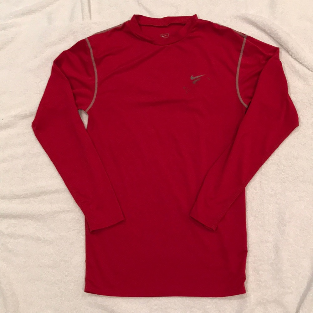 Nike Pro Top Mens Fitted Long Sleeve Large Red